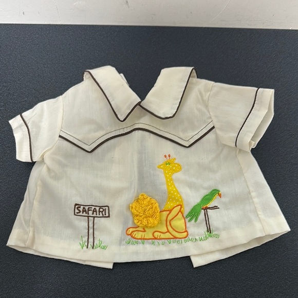 Safari Embroidered Kids Short Sleeve Tee - Cream 60’s - Picture 1 of 1